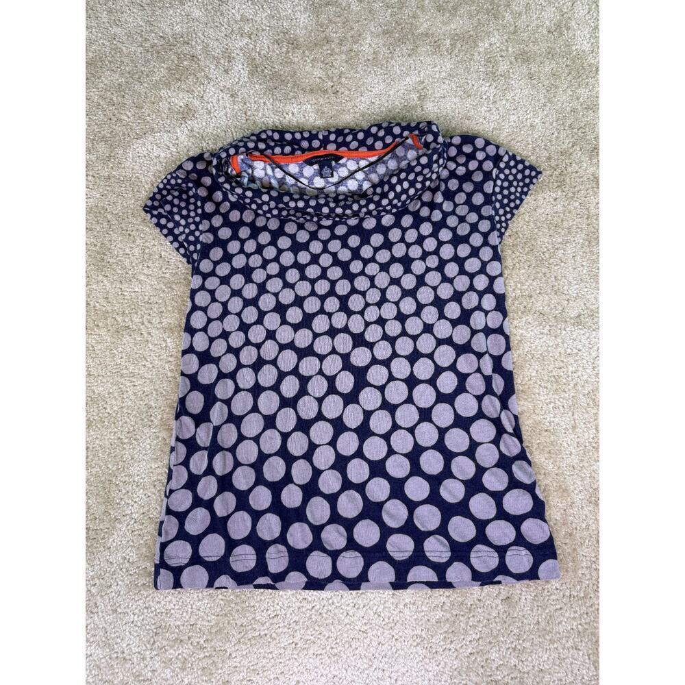 Tommy Hilfiger Women's Blouse Top Size Medium Blue Gray Polka Dots D948